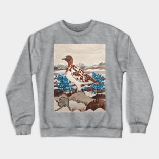 Alaska state bird and flower, the willow ptarmigan and forget-me-not Crewneck Sweatshirt